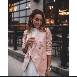 White House Black Market Light Pink Double-Breasted Blazer